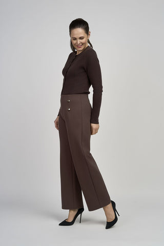 Button Feature Trouser | Deep Chestnut
