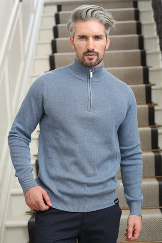 Justin Half Zip | Power Blue Melange