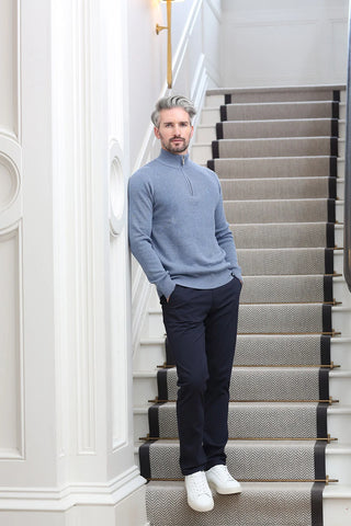 Justin Half Zip | Power Blue Melange