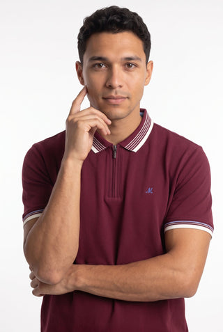 Eoin Zip Neck Polo | Wine
