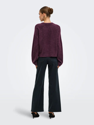Simoni Long Sleeve Round Neck Pullover  | Mauve Wine