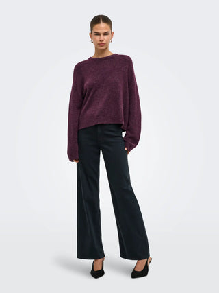 Simoni Long Sleeve Round Neck Pullover  | Mauve Wine