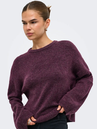 Simoni Long Sleeve Round Neck Pullover  | Mauve Wine