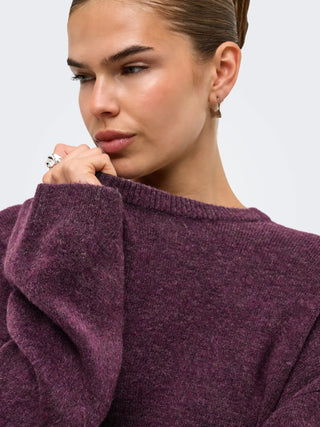 Simoni Long Sleeve Round Neck Pullover  | Mauve Wine