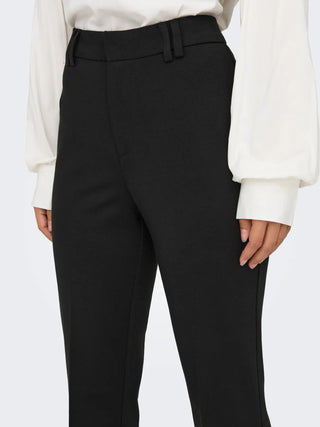Peach Mid Waist Flared Trouser | Black