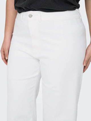 Carsylvie High Waist Clean Wide Crop Demin Jeans White