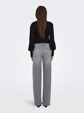 Madison Blush High Waist Wide Leg Jeans | Light Denim Grey