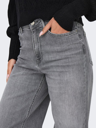 Madison Blush High Waist Wide Leg Jeans | Light Denim Grey