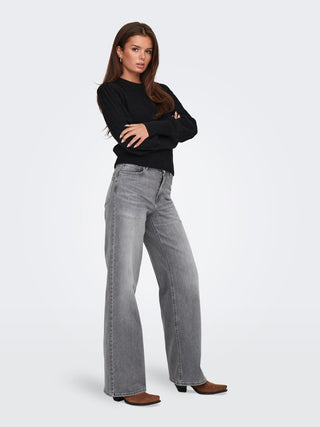 Madison Blush High Waist Wide Leg Jeans | Light Denim Grey