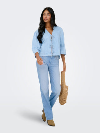 Blush Mid Waist Straight Jean | Light Blue Denim