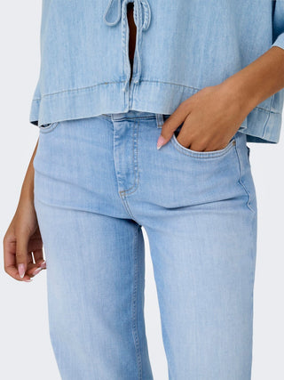Blush Mid Waist Straight Jean | Light Blue Denim