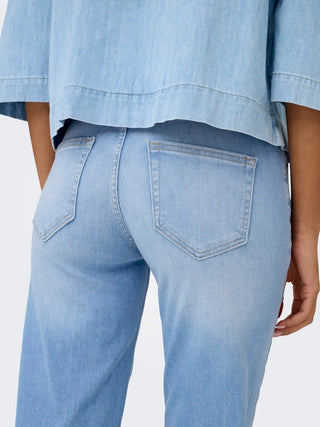 Blush Mid Waist Straight Jean | Light Blue Denim