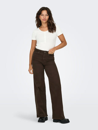Madison Blush High Waist Wide Leg Jean | Dark Browm Denim