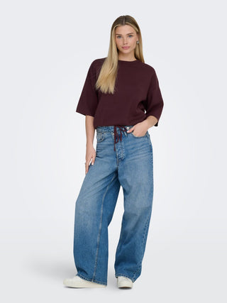 Sitter Short Sleeve Loose Tie Round Neck Knit | Fig