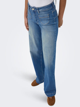 Madison Blush Pocket High Waist Jean |  Medium Blue Denim Tint