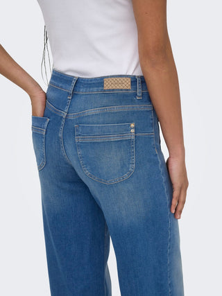 Madison Blush Pocket High Waist Jean |  Medium Blue Denim Tint