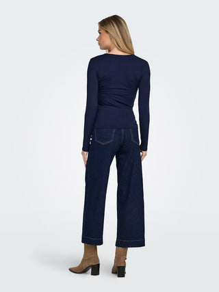 Lone Life Long Sleeve Knot Top  | Night Sky