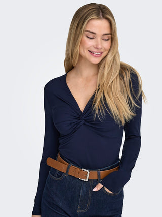 Lone Life Long Sleeve Knot Top  | Night Sky