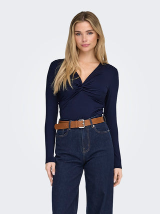 Lone Life Long Sleeve Knot Top  | Night Sky