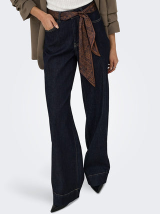 Maddison Blush High Waist Wide Jean | Dark Blue Denim
