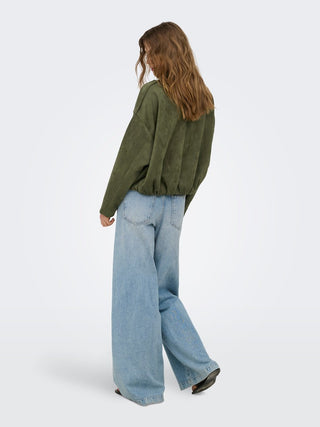 Moon Stina Faux Suede Bomber Jacket  | Grape Leaf