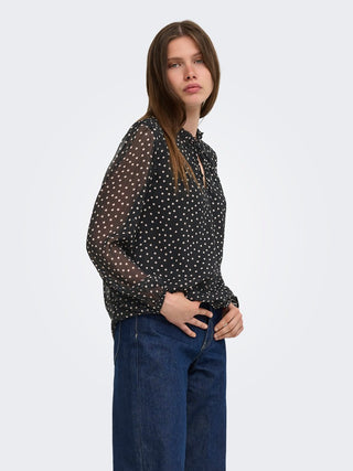 Ditsy Long Sleeve Blouse | Black Dots