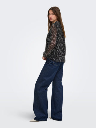 Ditsy Long Sleeve Blouse | Black Dots