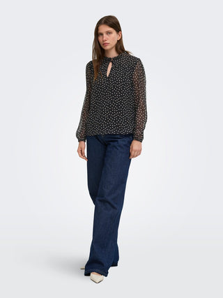 Ditsy Long Sleeve Blouse | Black Dots