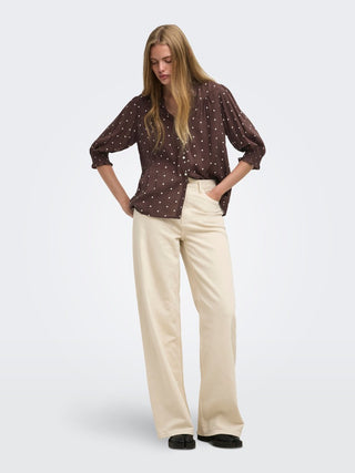 Raya 3/4 Shirt | Deep Mahogany Dots