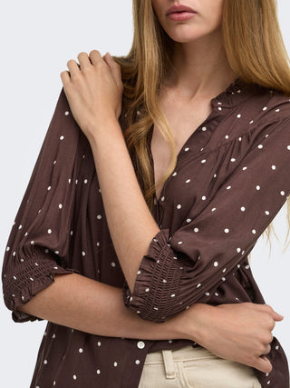 Raya 3/4 Shirt | Deep Mahogany Dots