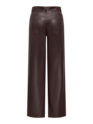Smooth High Waist Faux Leather Wide Pants  | Chocolate Torte