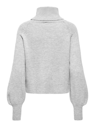 Olivia Long Sleeve Roll Neck Knit | Light Grey Melange
