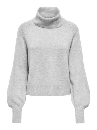 Olivia Long Sleeve Roll Neck Knit | Light Grey Melange
