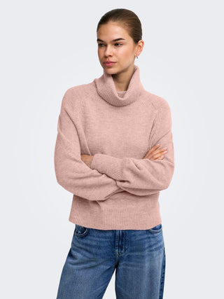 Olivia Long Sleeve Roll Neck Knit | Rose Smoke Melange