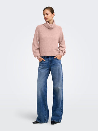 Olivia Long Sleeve Roll Neck Knit | Rose Smoke Melange