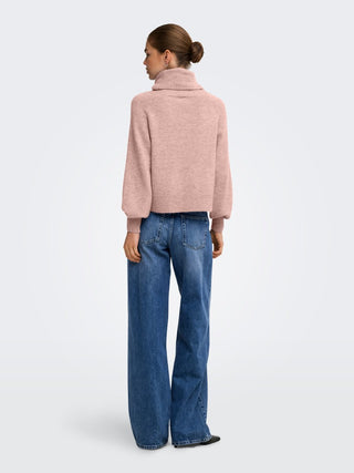 Olivia Long Sleeve Roll Neck Knit | Rose Smoke Melange
