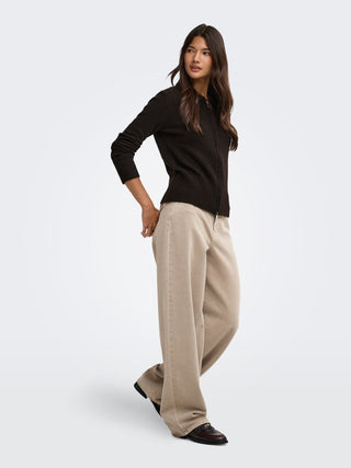 Macey Long Sleeve Zipper Cardigan | Coffee Bean