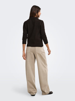 Macey Long Sleeve Zipper Cardigan | Coffee Bean
