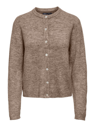 Simoni Long Sleeve Round Neck Cardigan  | Caribou Melange