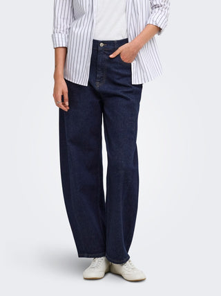 Jessica High Waist Barrel Ankle Jean |  Dark Blue Denim