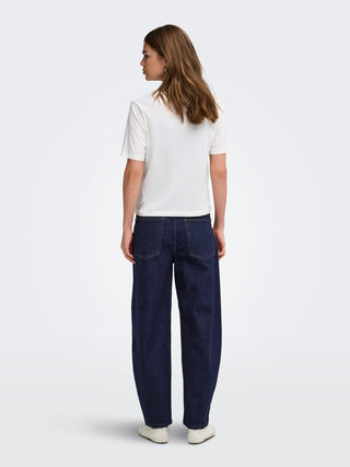 Jessica High Waist Barrel Ankle Jean |  Dark Blue Denim