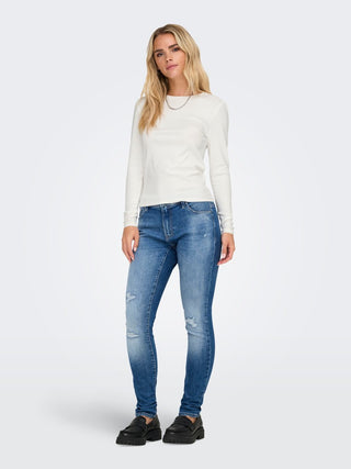 Riley Round Neck Long Sleeve Jersey Tee | White