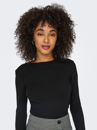 Riley Round Neck Long Sleeve Jersey Tee | Black