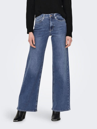 Madison Blush Mid Waist Wide Jean | Medium Blue Denim