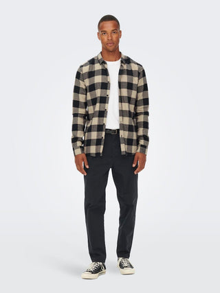 Gudmund Long Sleeve Checked Shirt | Dark Navy