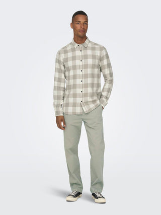 Gudmund Long Sleeve Checked Shirt | Antique White