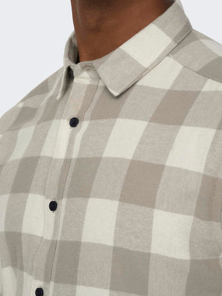Gudmund Long Sleeve Checked Shirt | Antique White