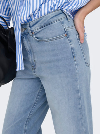 Madison Blush High Waist Cropped Wide Leg Jean | Light Blue Denim