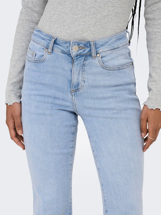 Blush Mid Waist Retro Flared Jean | Light Blue Denim
