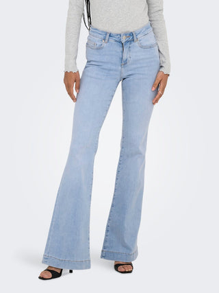Blush Mid Waist Retro Flared Jean | Light Blue Denim
